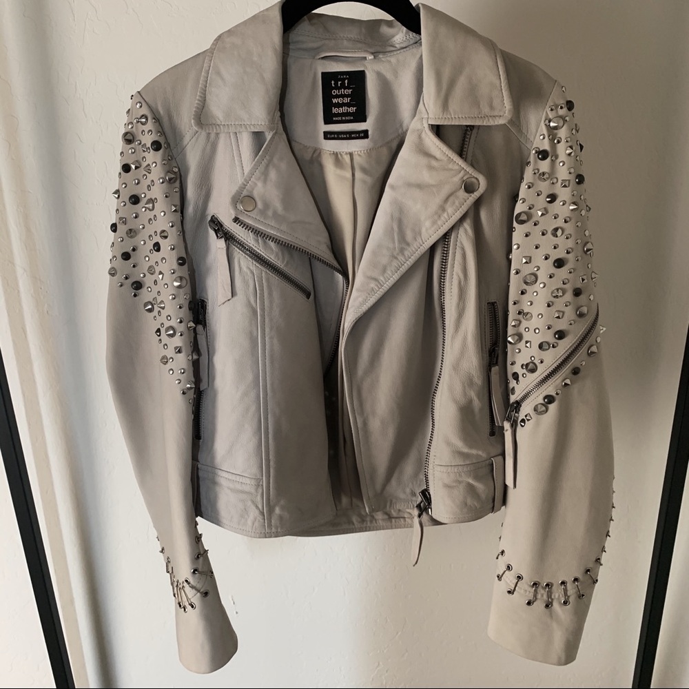 Studded Leather Biker Jacket